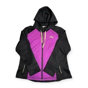 FILA Women's Athletic Hooded Jacket Purple/Black - Sz XL